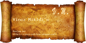 Vincz Miklós névjegykártya